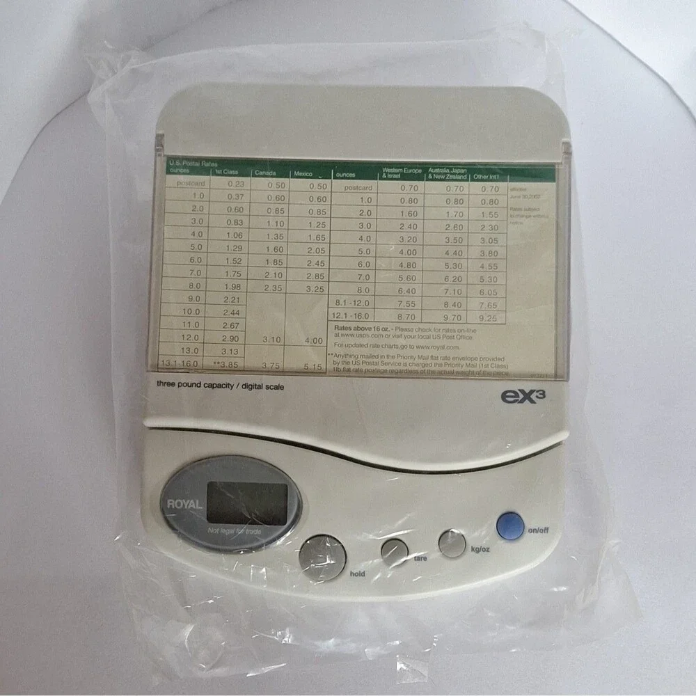 Royal ex3 Postal Scale 3lb/1.36kg Digital Readout, Tare, Hold, Rate Chart